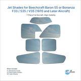 Jet Shades for Beechcraft Baron 55 or Bonanza F33 / S35 / V35 (1970 and Later Aircraft)