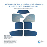 Jet Shades for Beechcraft Baron 55 or Bonanza F33 / S35 / V35 (Pre-1970 Aircraft)