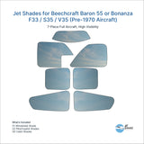 Jet Shades for Beechcraft Baron 55 or Bonanza F33 / S35 / V35 (Pre-1970 Aircraft)