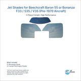 Jet Shades for Beechcraft Baron 55 or Bonanza F33 / S35 / V35 (Pre-1970 Aircraft)