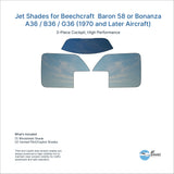 Jet Shades for Beechcraft Baron 58 or Bonanza A36 / B36 / G36 (1970 and Later Aircraft)