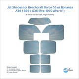 Jet Shades for Beechcraft Baron 58 or Bonanza A36 / B36 / G36 (Pre-1970 Aircraft)