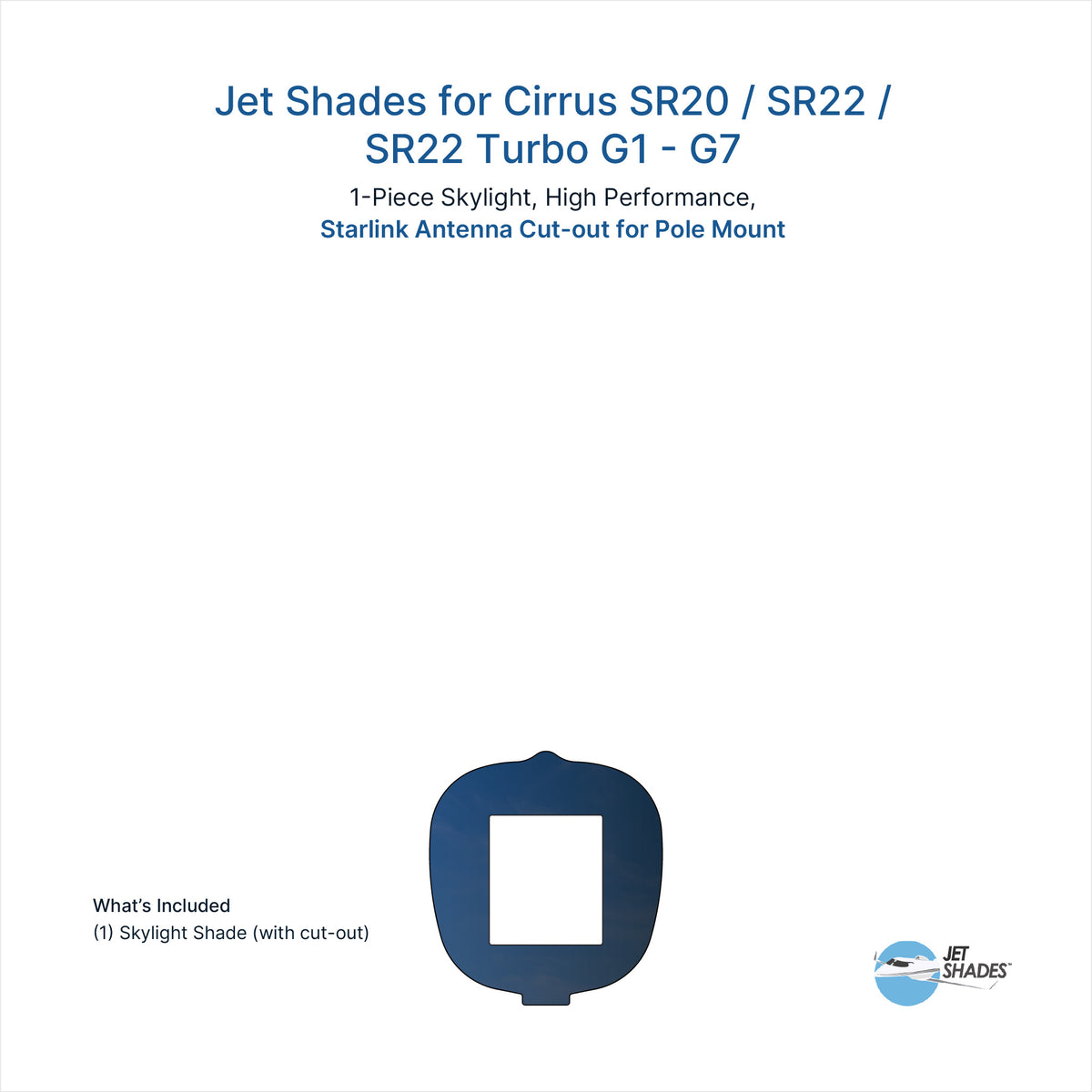 Jet Shades for Cirrus SR20 / SR22 / SR22 Turbo G1-G7 Skylight w/ Starlink Antenna Cutout
