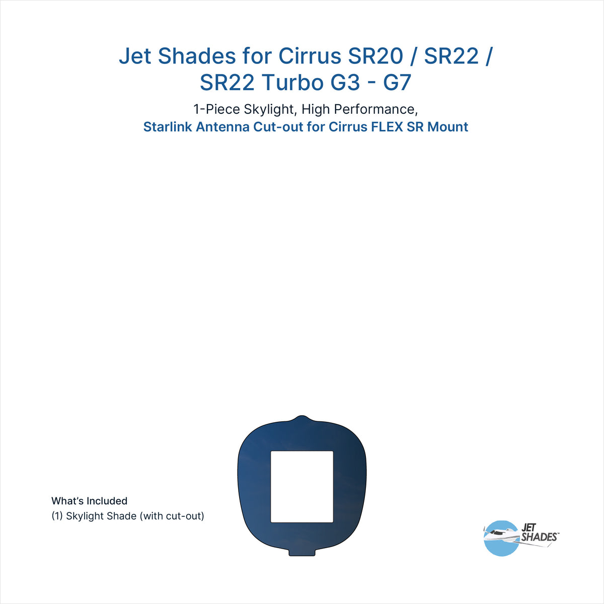 Jet Shades for Cirrus SR20 / SR22 / SR22 Turbo G1-G7 Skylight w/ Starlink Antenna Cutout