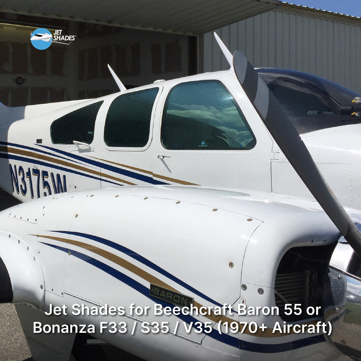 Jet Shades for Beechcraft Baron 55 or Bonanza F33 / S35 / V35 (1970 and Later Aircraft)